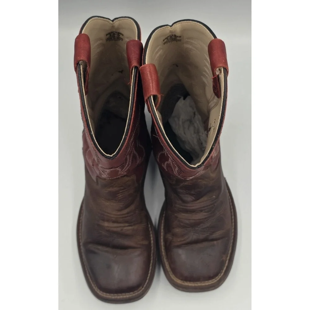 Cody James Boys Broad Square Toe Cowboy Boots Brown Leather Youth Size 2 D
